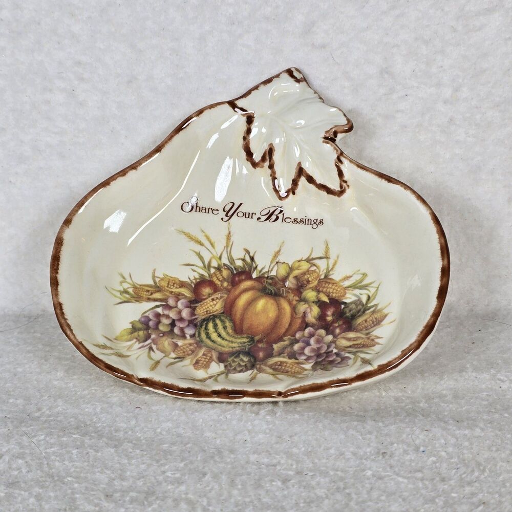 Cracker Barrel Thanksgiving Autumn Cornucopia Candy Dish Spoon Rest Trinket Tray